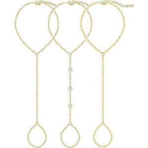 3Pcs 14K Gold-Plated Hand Chain Bracelets For Women, Stack Bracelets Set